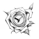 clock roses t j tattoo design idea