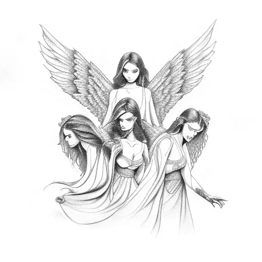 3 Angels flying, tattoo design idea