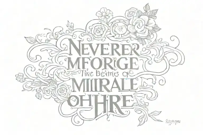 text "never forget the miracle of being here" tattoo design idea