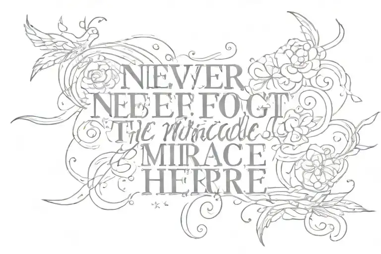 text "never forget the miracle of being here" tattoo design idea