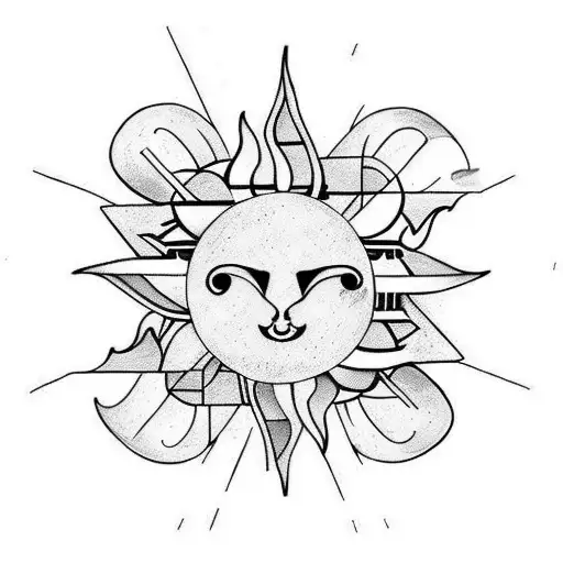 Pi number with sun tattoo design idea