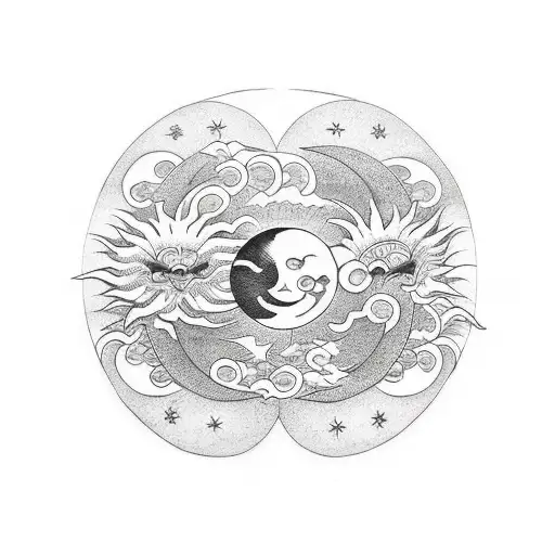 Sun and Moon tattoo design idea