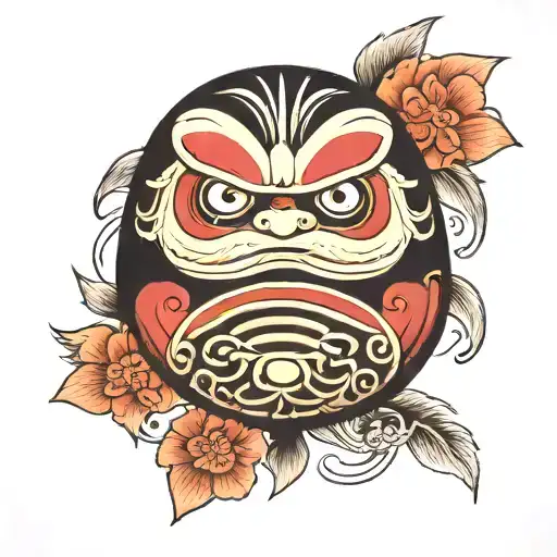 daruma doll black tattoo design idea