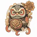 daruma doll black tattoo design idea