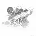 a thunderstorm with lightning and dark clouds for a tattoo. The ground must no appear in the image.  tattoo design idea