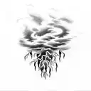 a thunderstorm with lightning and dark clouds for a tattoo. The ground must no appear in the image.  tattoo design idea