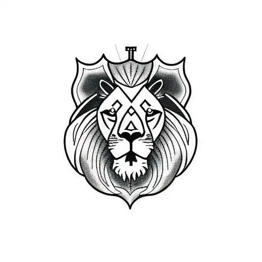 lion with lamb  cross angel tattoo design idea