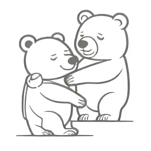 Bear and worm holding hands  tattoo design idea