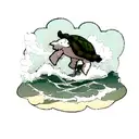 A rough sea with a tiny turtle in it tattoo design idea