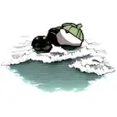 A rough sea with a tiny turtle in it tattoo design idea