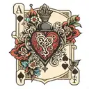 ace of hearts mixed with libra and capricorn tattoo design idea