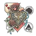 ace of hearts mixed with libra and capricorn tattoo design idea