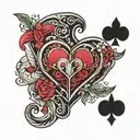 ace of hearts mixed with libra and capricorn tattoo design idea