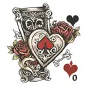 ace of hearts mixed with libra and capricorn tattoo design idea