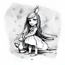 alice wonderland with rabbit tattoo design idea