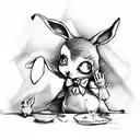 alice wonderland with rabbit tattoo design idea