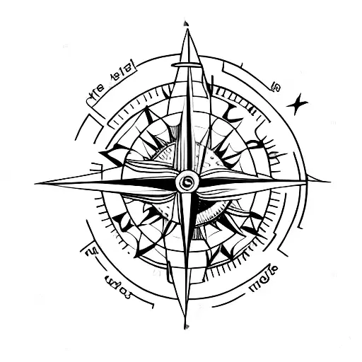 A minimalist tattoo of a compass with a small airplane, representing your love for traveling and exploring new places. tattoo design idea