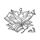 A minimalist tattoo of a stack of books with a bookmark, representing your love for reading and learning. tattoo design idea