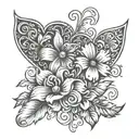 Names Abigail and Bailey with hearts and flowers tattoo design idea