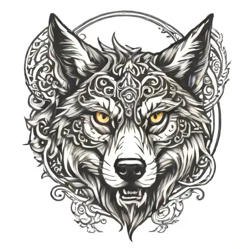 Wolf from Norse mythology skoll tattoo design idea
