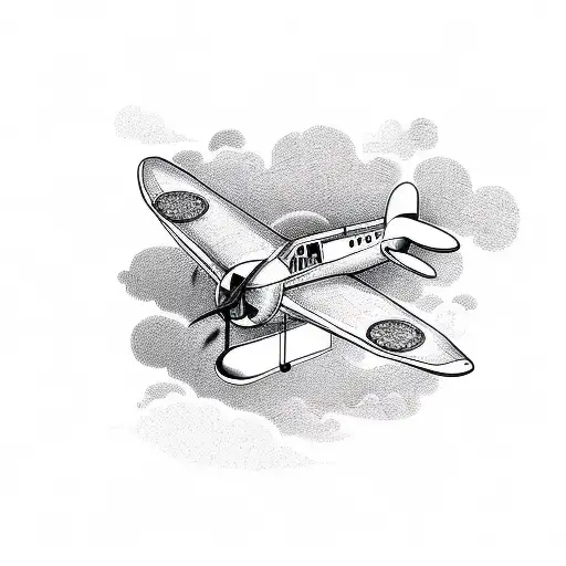 A tattoo design featuring a vintage airplane flying over a rice field in Bali tattoo design idea