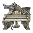 Incorporate a golden piano surrounded by Egyptian symbols like Anubis and Osiris, with subtle rap references hidden within the design tattoo design idea