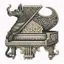 Incorporate a golden piano surrounded by Egyptian symbols like Anubis and Osiris, with subtle rap references hidden within the design tattoo design idea