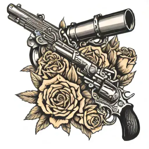 gangsta and gun barrels tattoo design idea