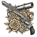 gangsta and gun barrels tattoo design idea