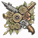 gangsta and gun barrels tattoo design idea