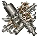 gangsta and gun barrels tattoo design idea