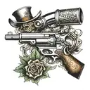gangsta and gun barrels tattoo design idea