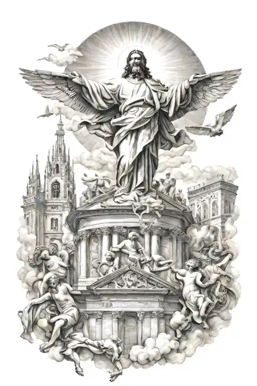 ascension of Jesus and assumption of Mary duomo di milano tattoo design idea