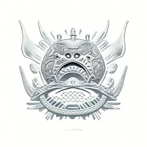 axolotl with aztec helmet tattoo design idea