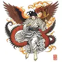 I can certainly help you describe an image of Archangel Michael defeating the dragon for your tattoo design. Here is a d tattoo design idea