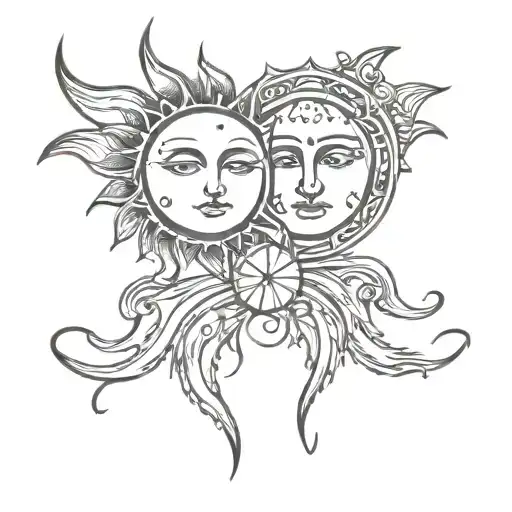 simple sun and moon soulmates matching tattoos tattoo design idea