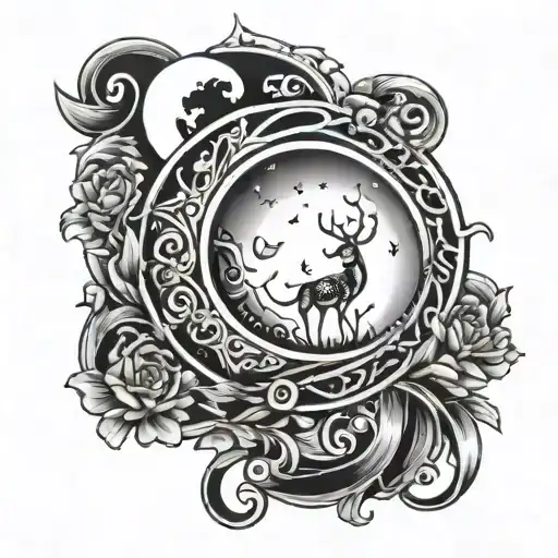 Decebal  staying stright welcoming the moon  tattoo design idea