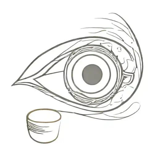 A minimalist tattoo of the Eye of Sauron from Lord of the Rings, with a subtle coffee cup incorporated into the design tattoo design idea