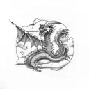 small dragon inside clouds in the sky tattoo design idea