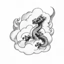 small dragon inside clouds in the sky tattoo design idea
