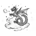 small dragon inside clouds in the sky tattoo design idea