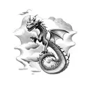 small dragon inside clouds in the sky tattoo design idea