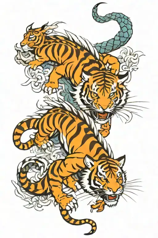 dragon and tiger tattoo design idea