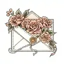 envelope sealed with garnet and carnations tattoo design idea