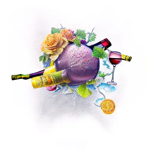 wine tattoo design idea