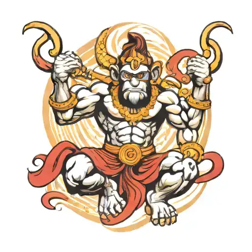 strong  muscular angry  Hanuman tattoo design idea