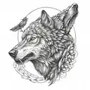 wolf and raven tattoo design idea