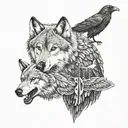 wolf and raven tattoo design idea