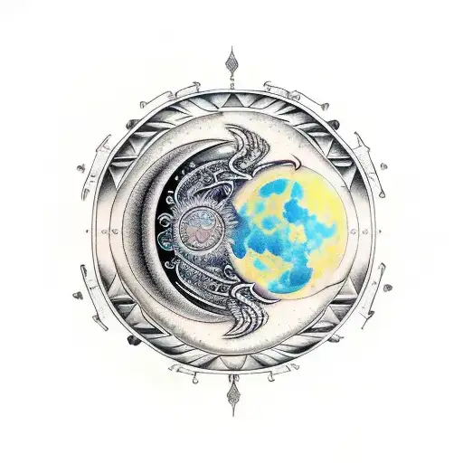 moon sun taurus virgo tattoo design idea