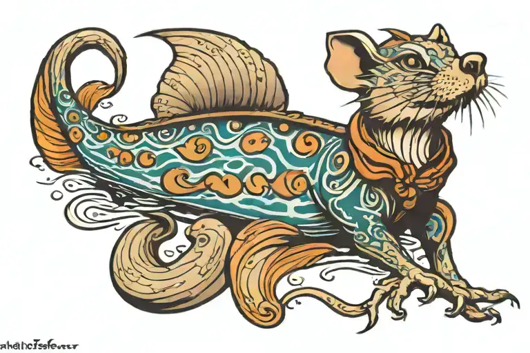 River Rat floating on tube  tattoo design idea